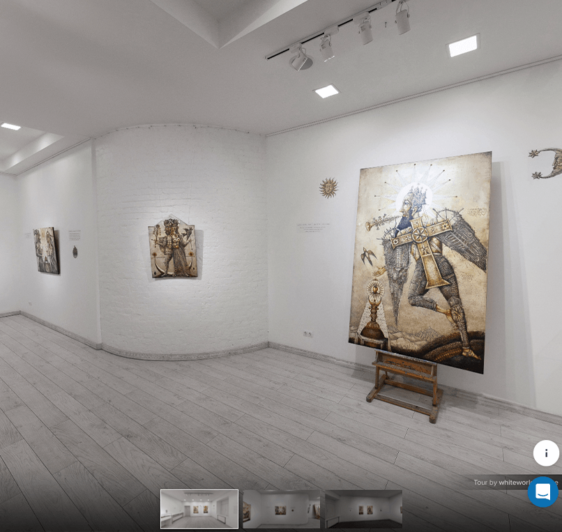A 3D TOUR AROUND GESSOGRAPHY, THE EXHIBITION  OF WORKS OF ART BY OLEH AND ALEXANDER DENYSENKO